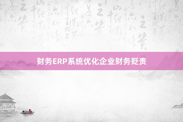 财务ERP系统优化企业财务贬责