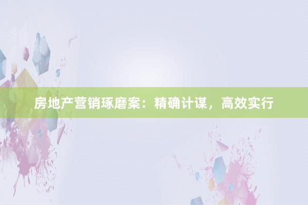 房地产营销琢磨案：精确计谋，高效实行